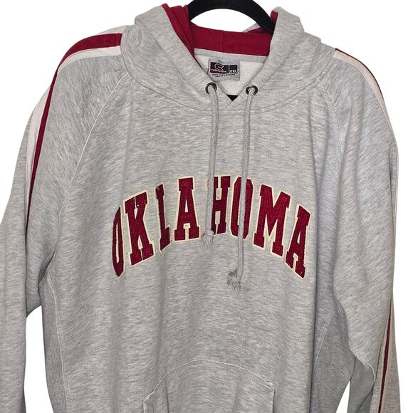 OU Oklahoma Sooners Colosseum Hoodie Gray Red Distressed Raised Letters 2XL - Picture 2 of 6